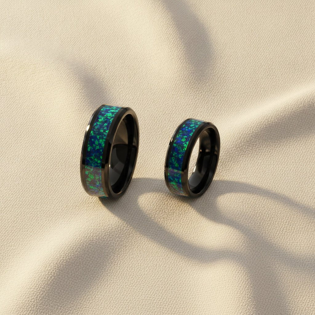 PULSAR | Black Ceramic Ring, Opal Inlay - Image 3