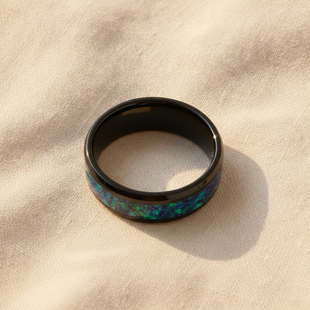 PULSAR | Black Ceramic Ring, Opal Inlay - Image 4