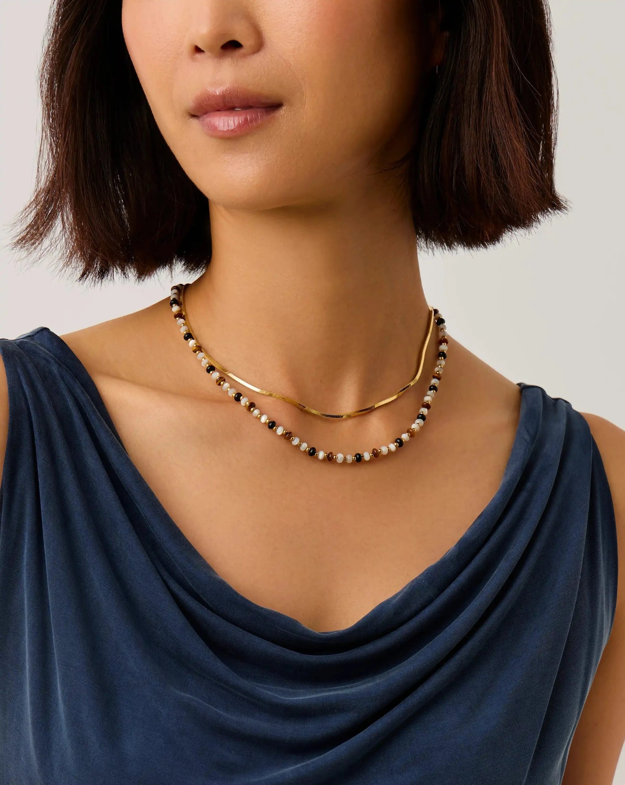 Savi Pearl & Gemstone Beaded Necklace | 18ct Gold Plated/Multi - Image 2