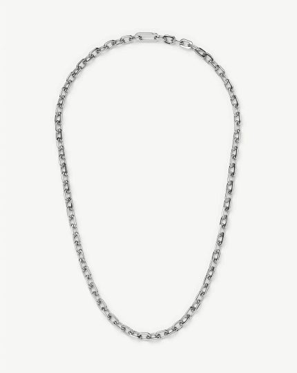 Square Paperclip Chain Necklace | Platinum Plated