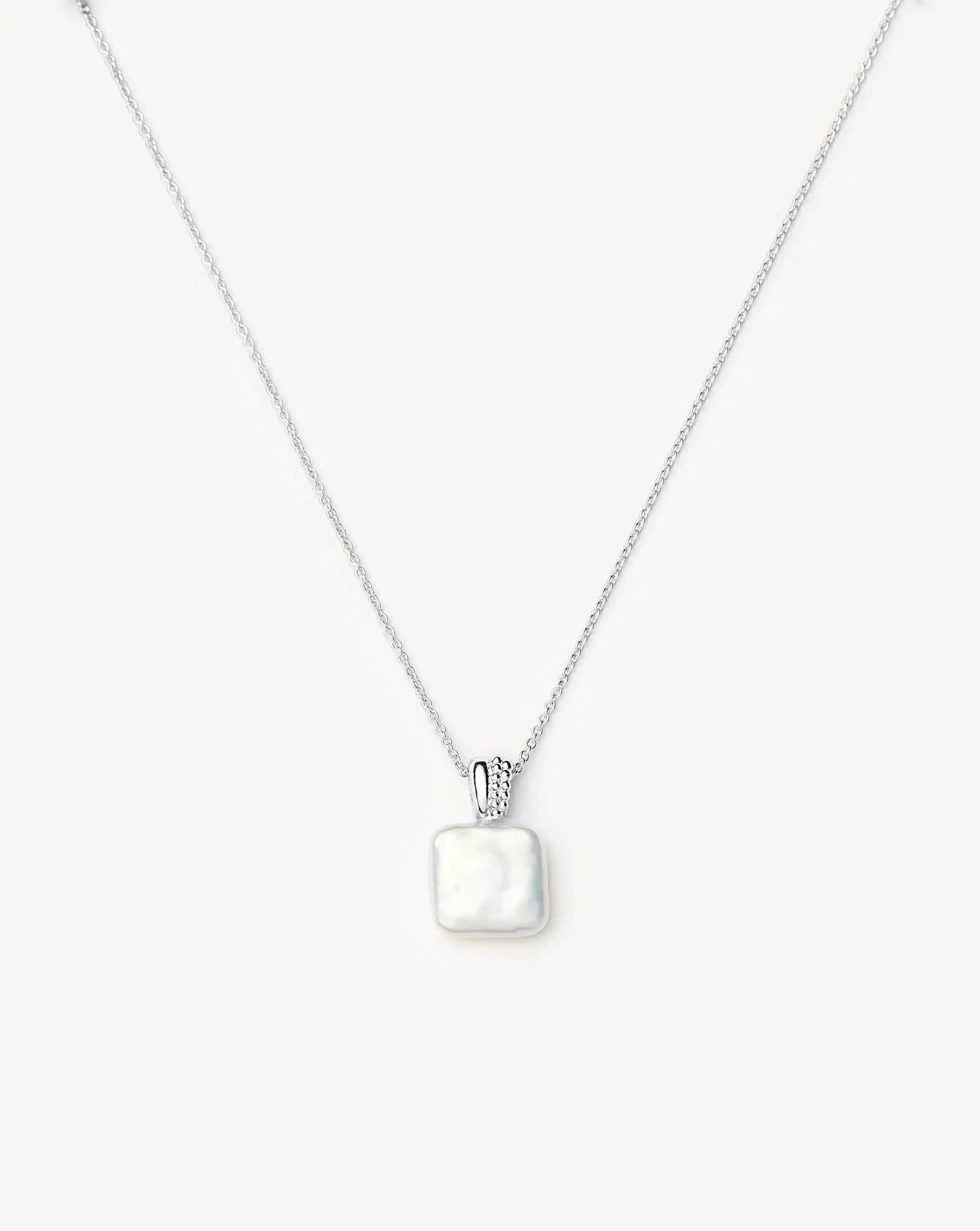 Square Pearl Baya Pendant Necklace | Sterling Silver/Pearl