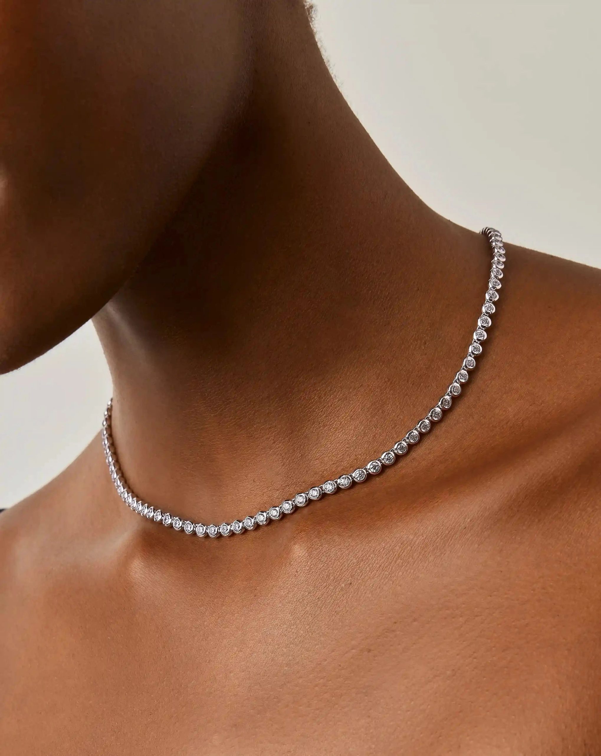 Tennis Round Necklace | Silver Plated/Cubic Zirconia - Image 3
