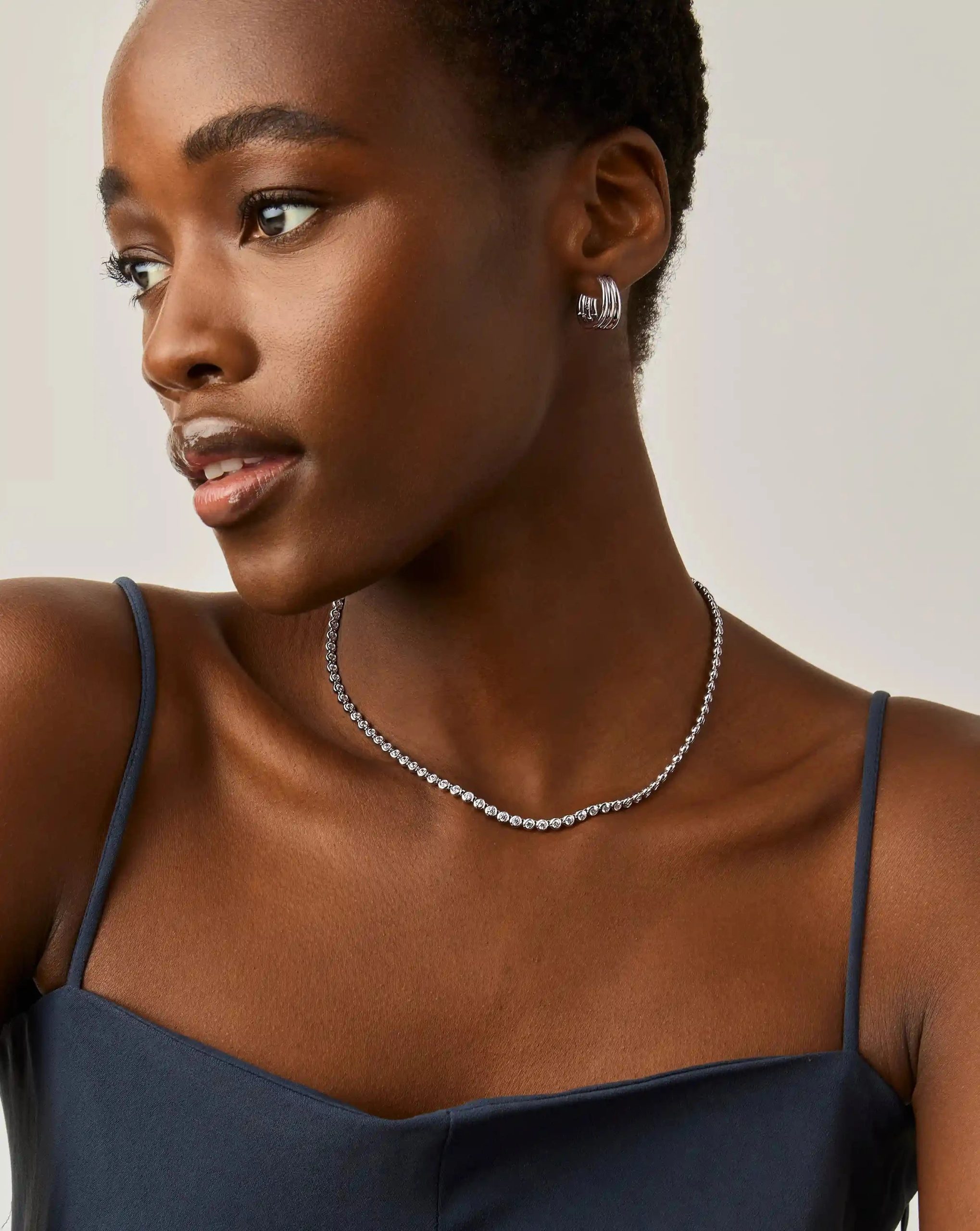 Tennis Round Necklace | Silver Plated/Cubic Zirconia - Image 2