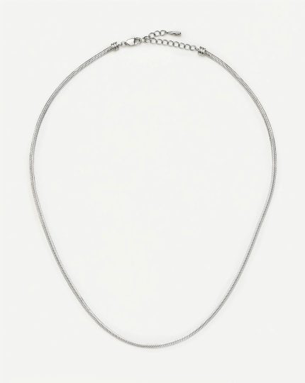Thin Snake Chain Necklace | Silver Plated