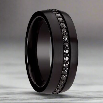 VALIANT | Black Tungsten Ring with Black Sapphires